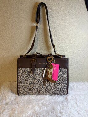 Betsey Johnson Leopard Print Western Boot Charm Tote Crossbody NWT